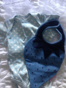 Amazing bib and organic babygro from friend Mel, from a fab boutique in Greenwich market called BeautyandtheBib