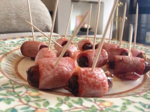 Dates wrapped in bacon!