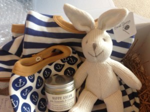 Gorgeous set from good friends down under via littlelavendertree.co.uk - gorgeous organic babygro and bib, cute bunny and natural nappy cream that we've already had to start using!