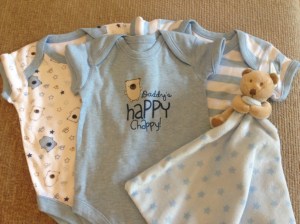 Cute little bear babygros and a comforter from family friends - from Matalan