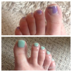 Week 40 toes before and after pedicure!
