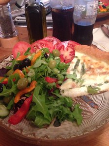 Delicious quiche and salad at Torre cafe, Cardiff