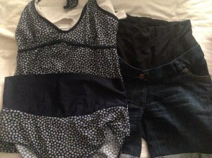 Maternity holiday clothes - Tankini and Denim shorts from JoJo MamanLeBebe