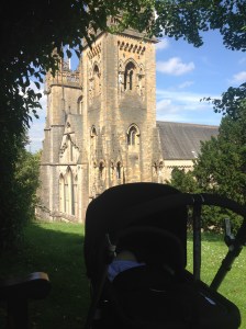 Stopped for a feed on a secret bench overlooking Llandaff cathedral