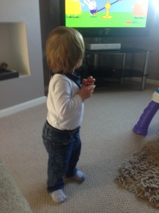 Watching TV while walking!