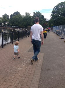 Walking in Roath Park with daddy!