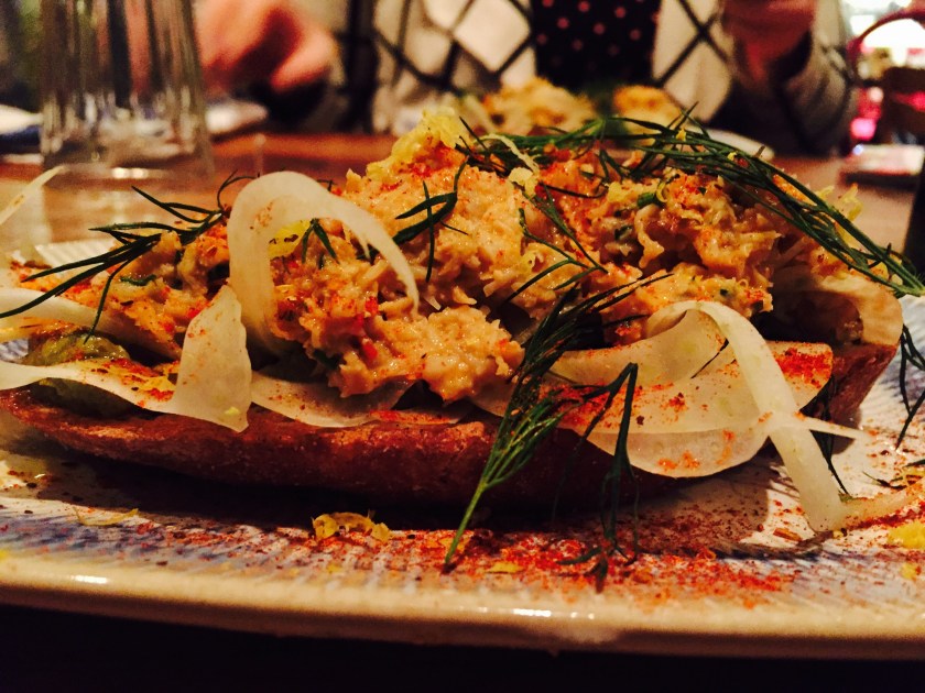 crab and avocado bruschetta at jamies italian