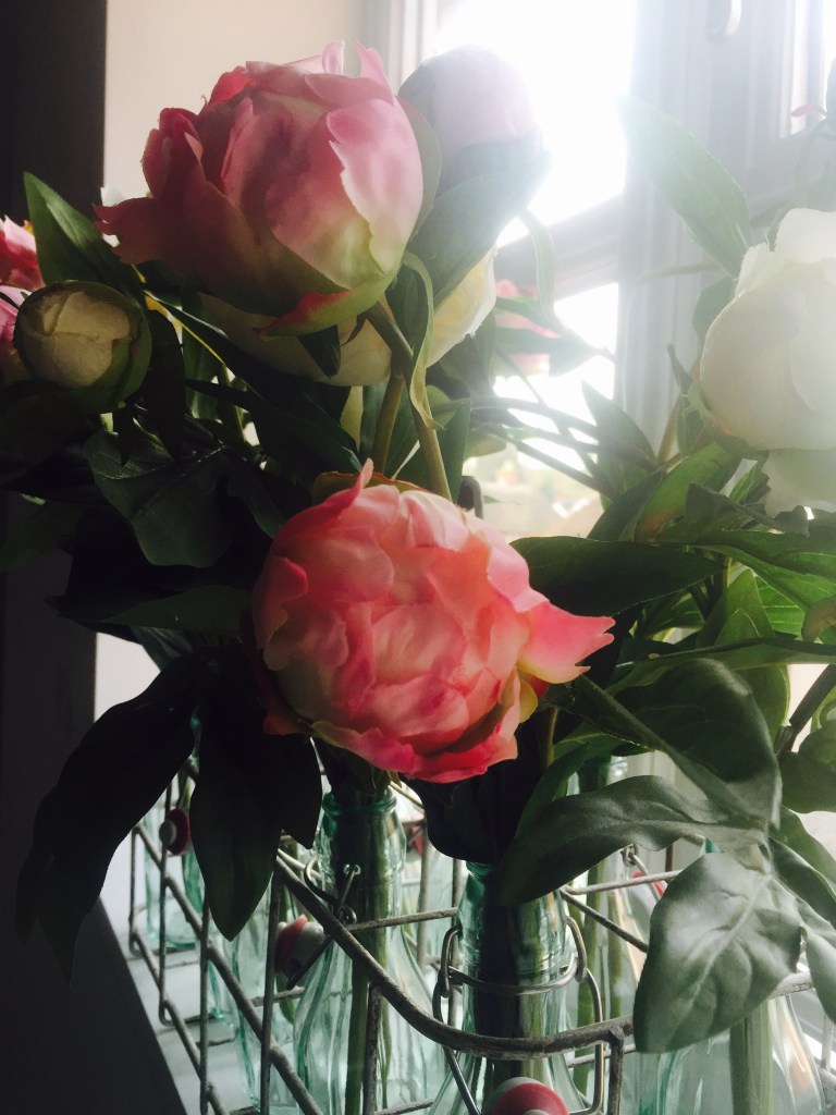 roses in a cool glass vase