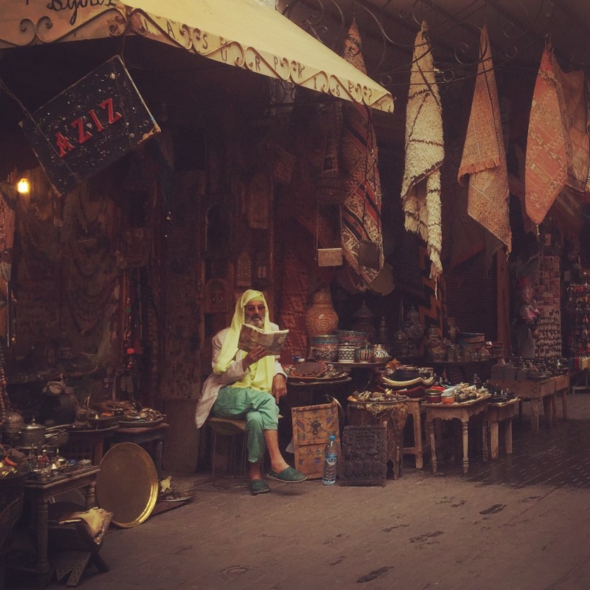 Stall holder Marrakesh souks 